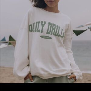 Daily Drills White and Green Sweater